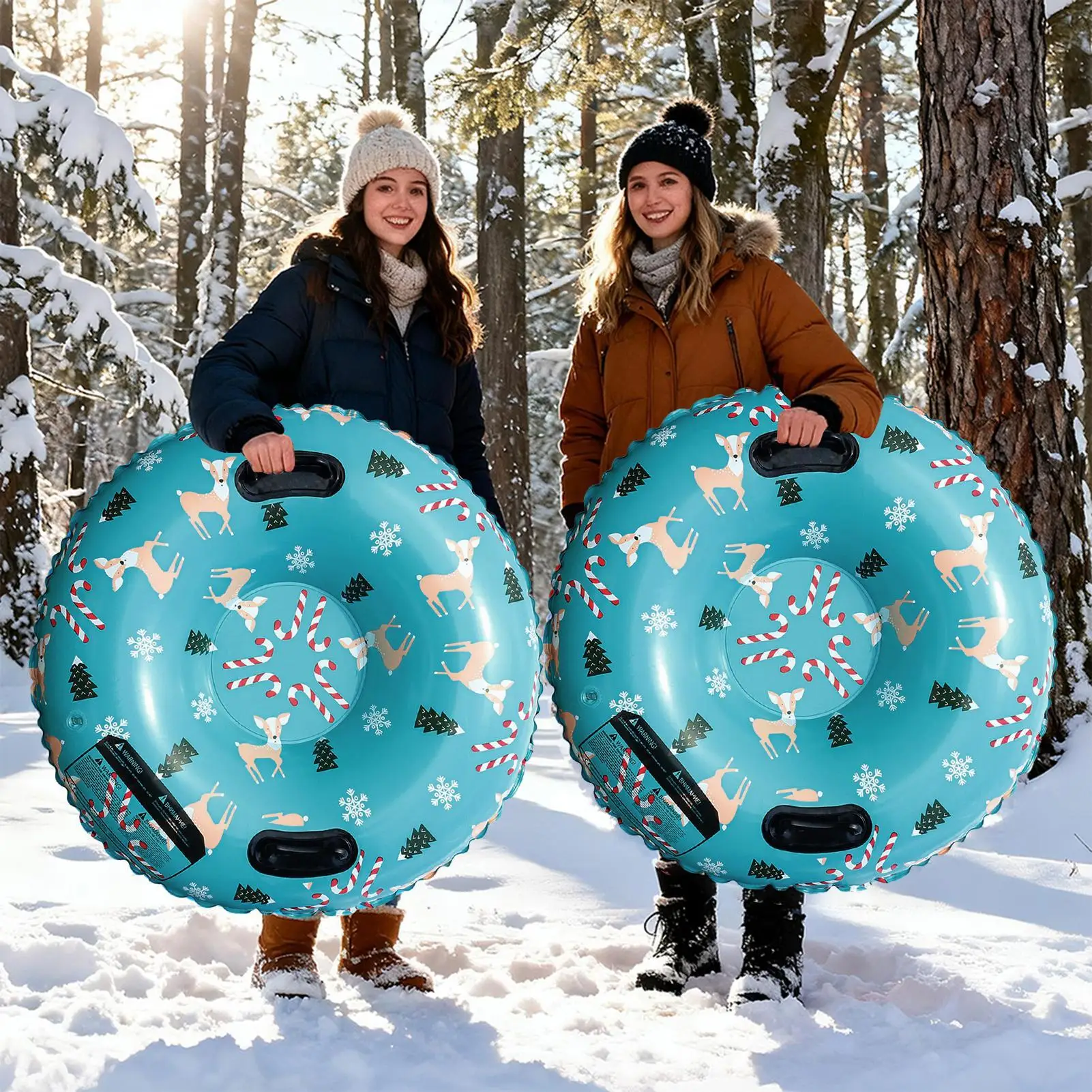 زلاجات الثلج نمط الرنة معدات عدم الانزلاق الاطفال أنبوب الثلج نفخ معدات التزلج في الهواء الطلق سميكة بولي كلوريد الفينيل أنبوب تزلج قابل للنفخ