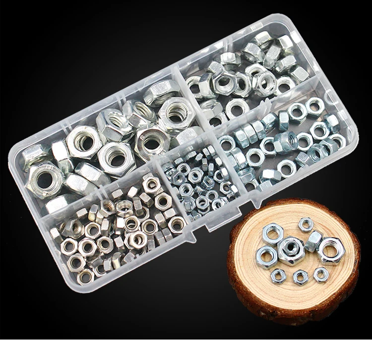 170 Pieces of galvanized hexagon nut set m3m4m5m6m8