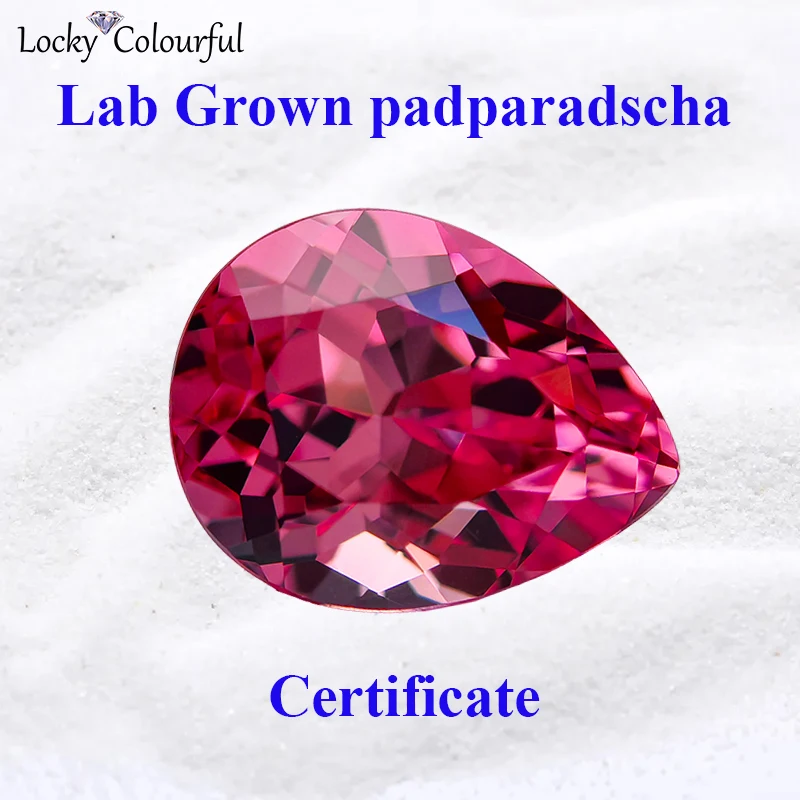 

Lab Grown Sapphire Pear Shape Top Quality Fire Lotus Color Charms Beads for Diy Jewelry Making Rings Selectable AGL Certificate