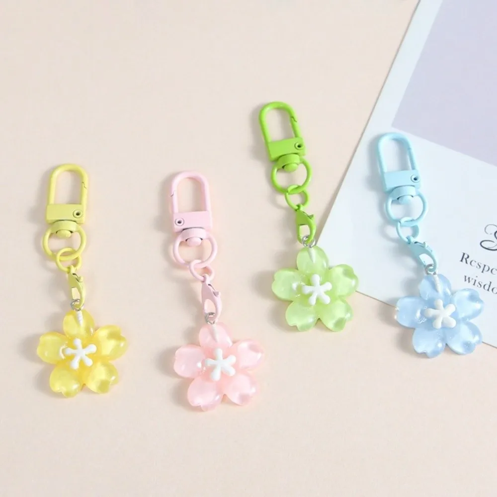 جديد الراتنج زهر الكرز المفاتيح الملونة DIY سيارة حلقة رئيسية الأزهار على ظهره الديكور