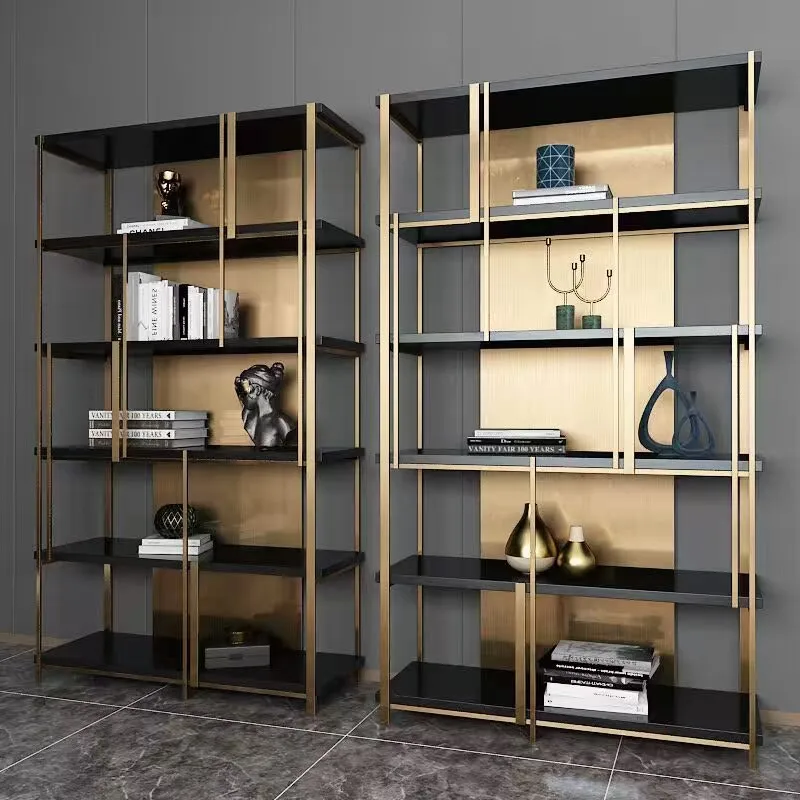 Scaffale Espositivo da Terra Personalizzato in Metallo di Lusso, Stile Nordico Moderno, per Ufficio