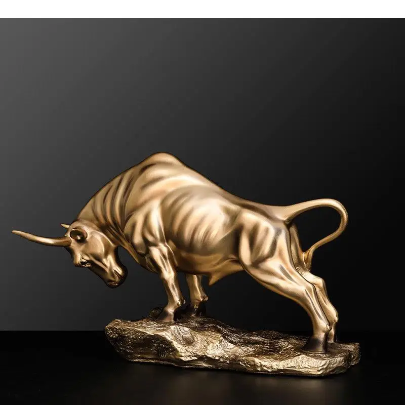 Golden Bullfight Statue Resin Crafts Desk Decoration Bull Sculpture Simulated Aniaml Ornaments Room Aesthetics Furnishings