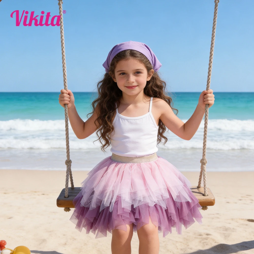 

VIKITA Kids Tutu Skirt for Girls Mesh Tulle Irregular Ballet Dance Prom Gown Girls Birthday Party Princess Skirts Kids Clothing