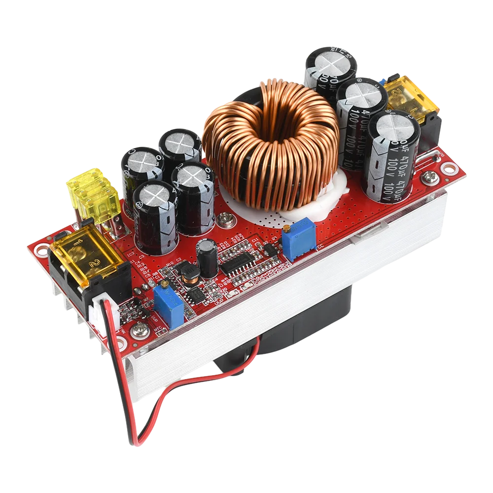 DC-DC Boost Converter 1800W 40A 10V-60V to 12V-90V Voltage Current Regulation Boost Power Module with temperature controlled fan