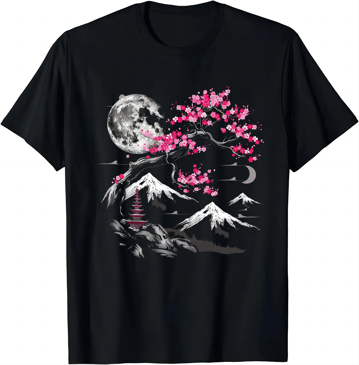 Sakura Serenity Tee - A Touch of Nature T Shirts Japanese Style Clothes Tops T Shirt for Men Graphic T Shirts Camisas Streetwear