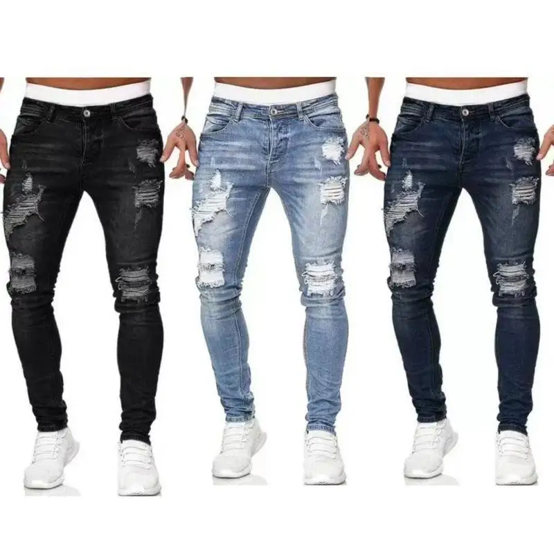3 Pack Slim Fit Stretch Denim Jeans for Men Low Waist Non-Shrinkage Comfortable Mid-Term Use Zipper Closure Neutral Style