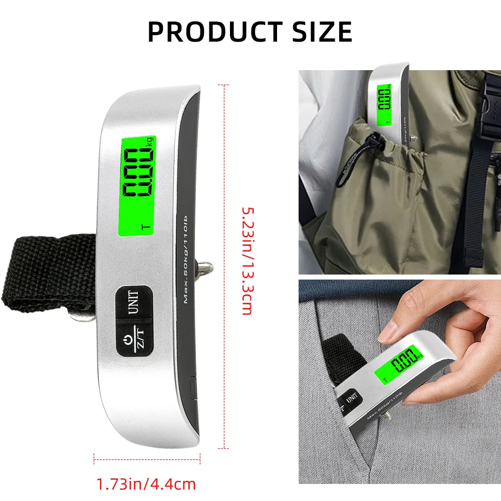FODWET Portable Handheld ScalePrecision Digital LCD Display, 50kg/110lb Capacity with Non-Slip Hook for Luggage Travel Home image 2