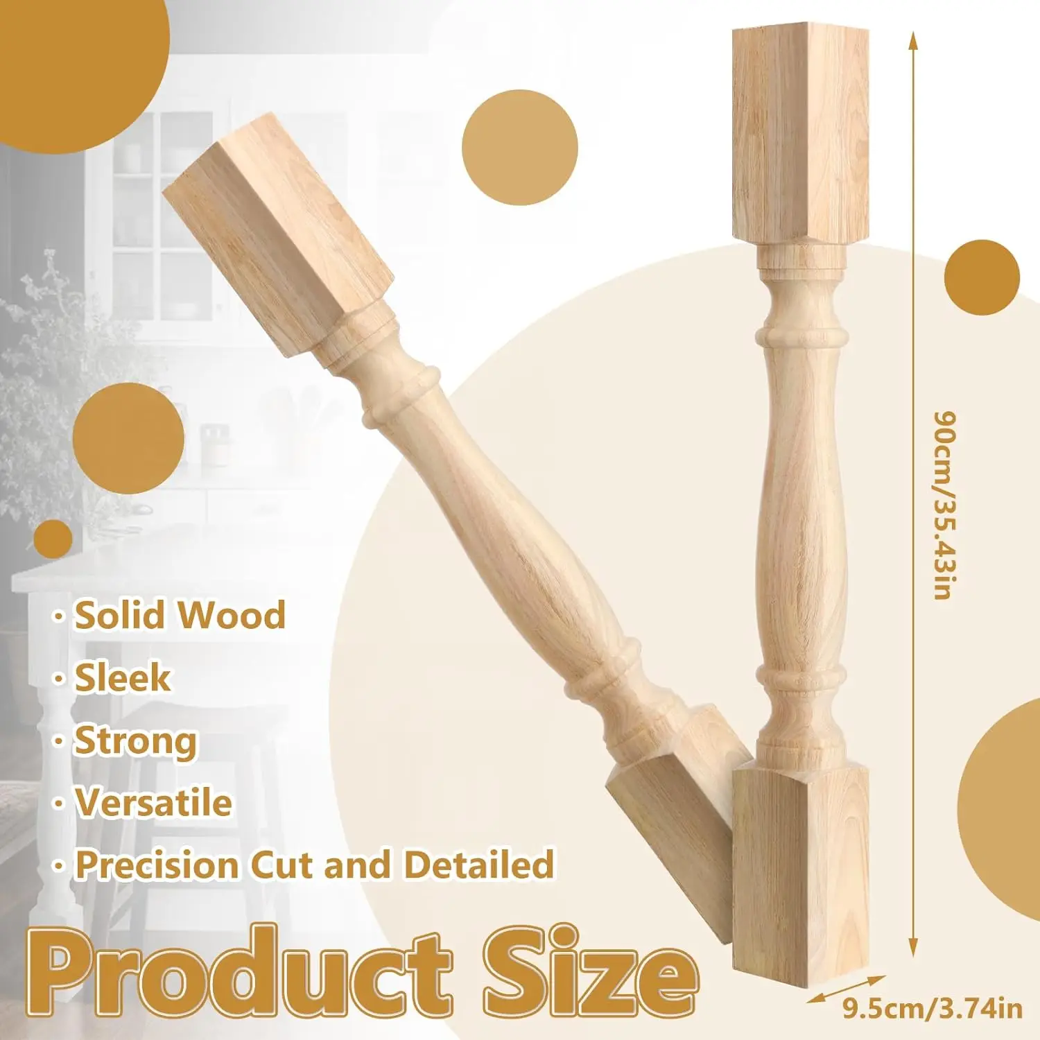 Close-up of wood grain on island legs