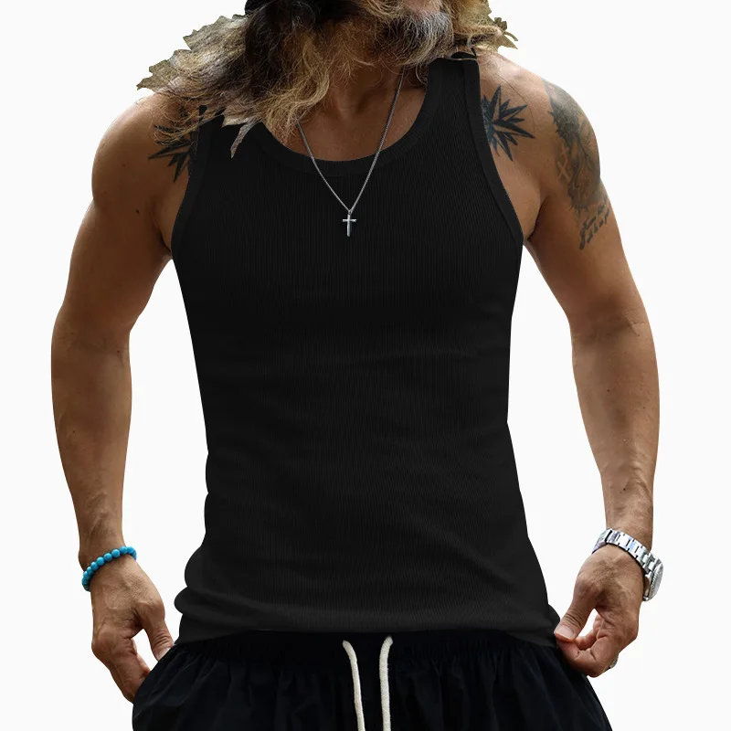 Summer Men\'s Tank Vest Quick-Drying Body Building Casual Sportswear Undershirt Breathable Gym Sweatshirt Top