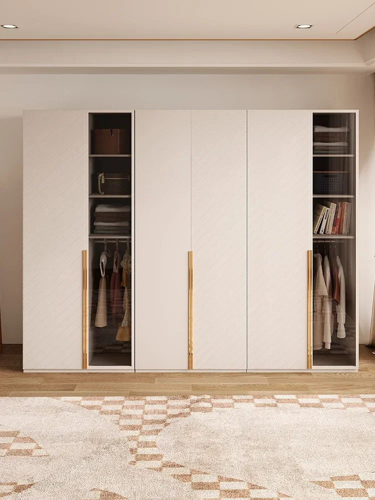 Top - Notch Long - Lasting Wardrobe, Bedroom, Household Glass Door, Wardrobe, Double Door Storage Cabinet, Matte White Superior