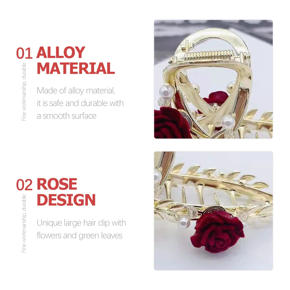 

Rose Hair Accessories Clamps Flower Shape Claw Clip Clips Floral Large Claws Design Pearl Bride