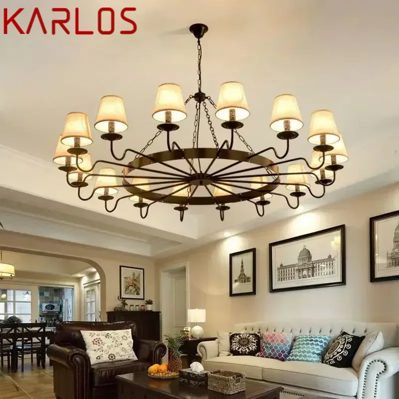 KARLOS American Retro Pendent Lamp Industrial Wind Living Room Restaurant Homestay Loft Clothing Store Cafe Bar Box Chandelier