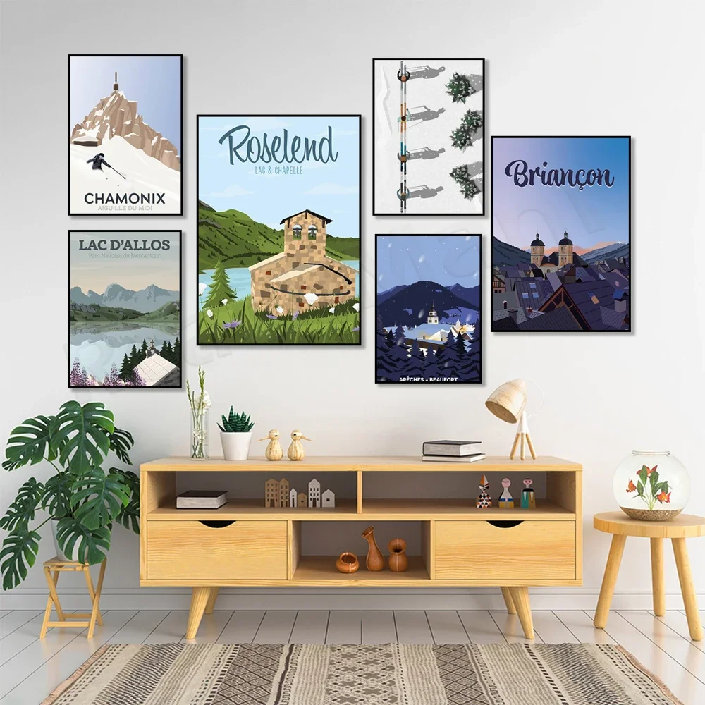 Three Rivers - Quebec, Lake Allose, Roseland - Lake and Church, Briançon, Piramenta, Chamonix, Pyrenees - Pic de Bastan poster