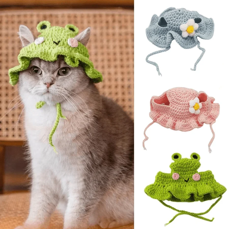 Pet Hat & Headgear, Handmade Knitted, Cute & Funny, For Cat, Dog, Cosplay