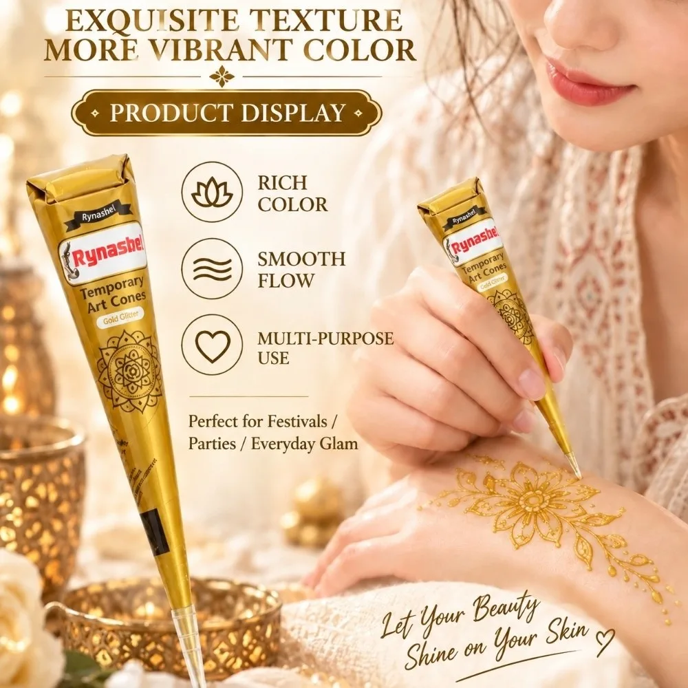 New Waterproof Henna Paste Cone Paste Long Lasting Fine Tip Cone Temporary Paste Multiple Colors Temporary Paste Kit