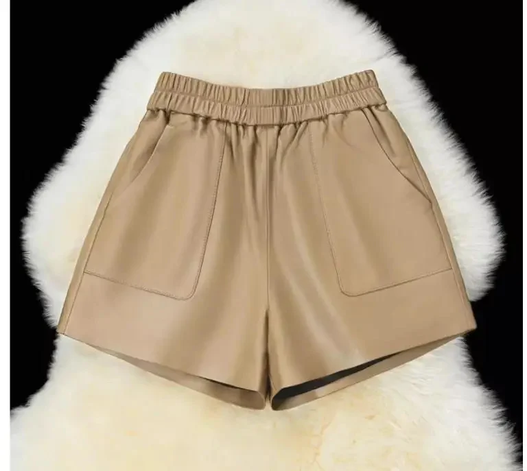 Shop Best,Women fashion Genuine leather shorts.soft real sheepskin shorts.Daily quality casual lady Shorts.Young