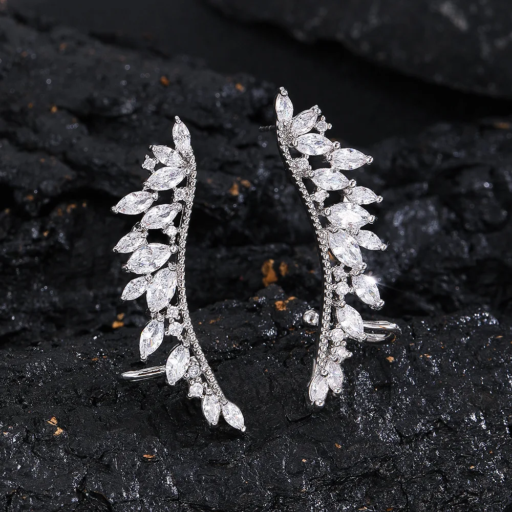 6-stone Marquise Cut Moissanite Diamond Stud Earring for Women 925 Sterling Silver Plated 18k Gold Wing Shape Ear Stud Oorbellen