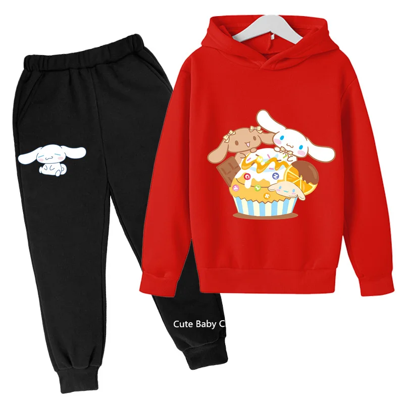 Kids Cotton Kawaii Hoodie Cartoon 2024 New Cinnamoroll Kids Student casual hoodie set Kids Girls Boys Outdoor Ages 4-14