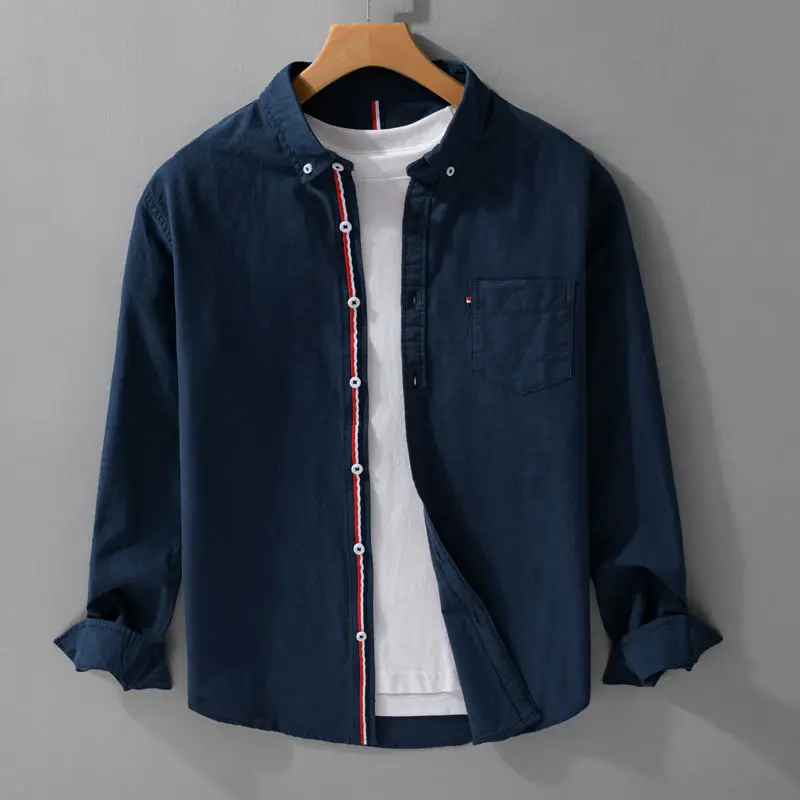 

Мужская весенняя красивая мужская простая рубашка с длинными рукавами, новая рубашка