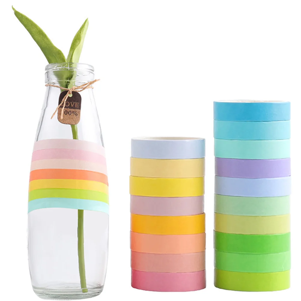 6 لفات معكرون اشي الشريط الزخرفية سجل القصاصات ملصق يدوي الصنع لفات ورق لاصق الحرفية للمجلات قوس قزح