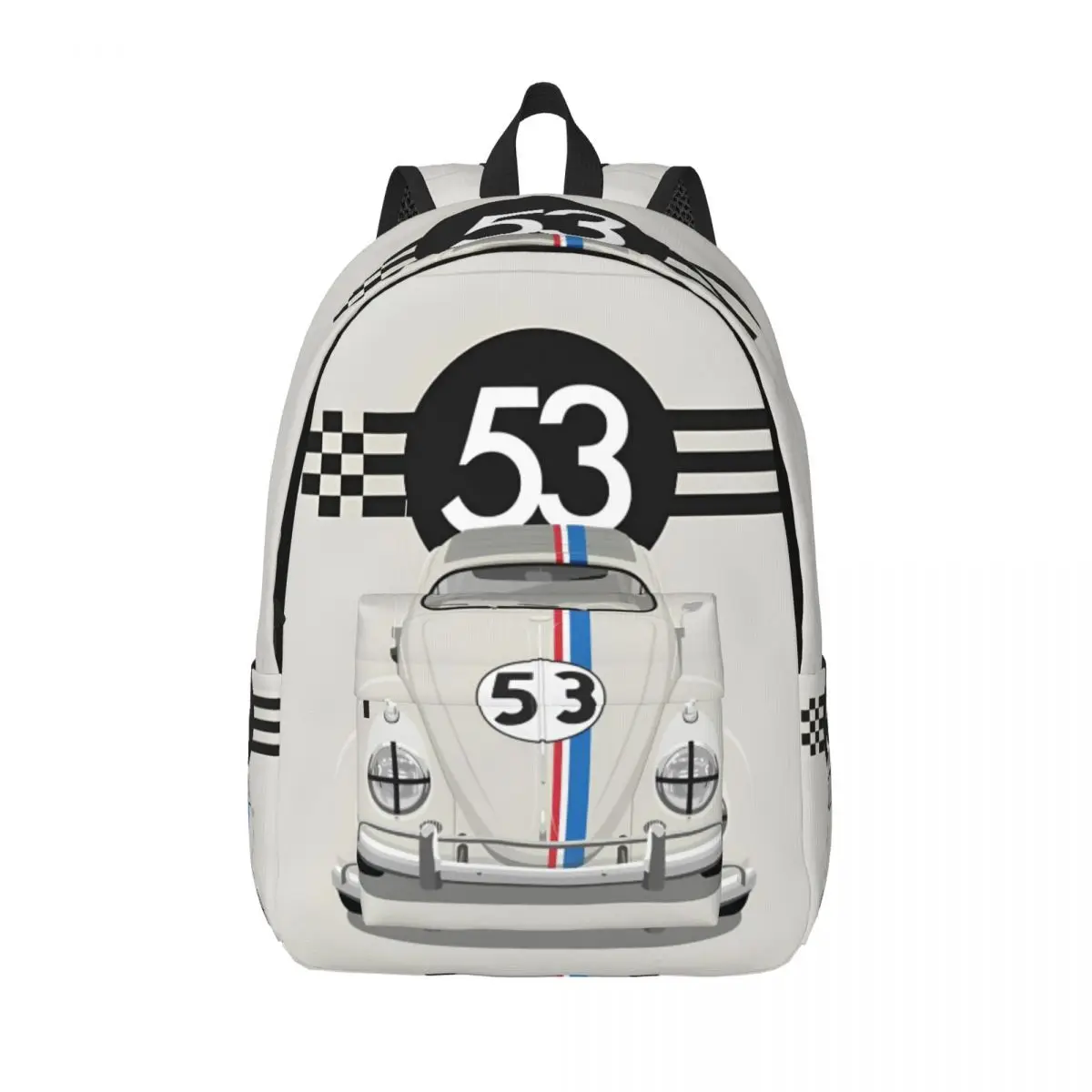

Herbie Number 53 Teenage Backpack Outdoor School Race Car Enthusiasts Stripe Daypack for Men Women Laptop Computer Shoulder Bag