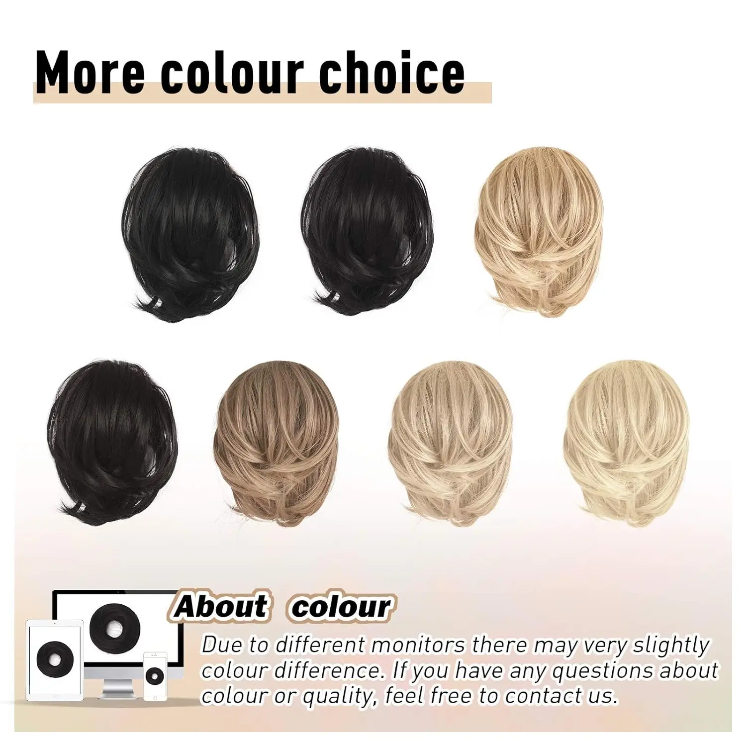 Hair Bun Ponytail Extension, Straight Synthetic Hairpiece Fully Short Ponytail Bun Extensions Hair Accessories Elastic Easy