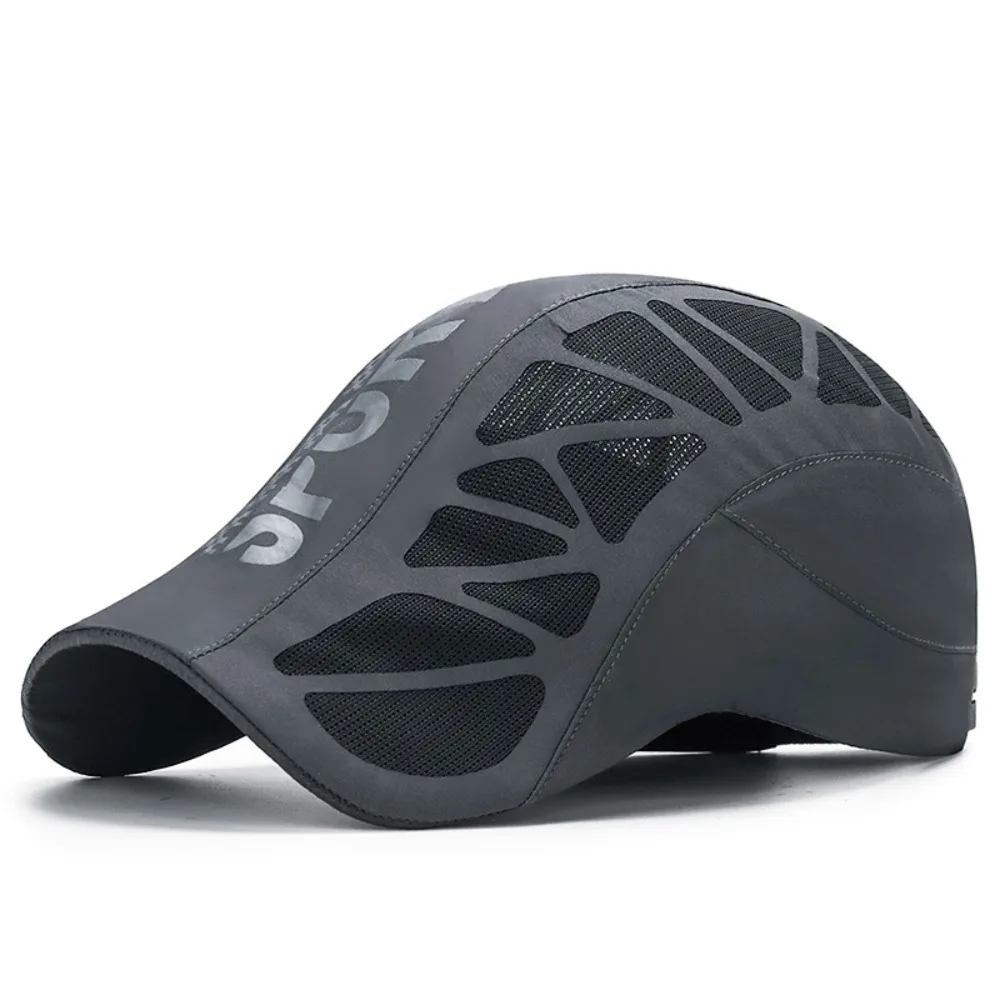 Breathable Sunscreen Men's Sun Peaked Cap Letter Print Newsboy Quick Dry Hat Flat Hat Lightweight Shade Baseball Caps Driving