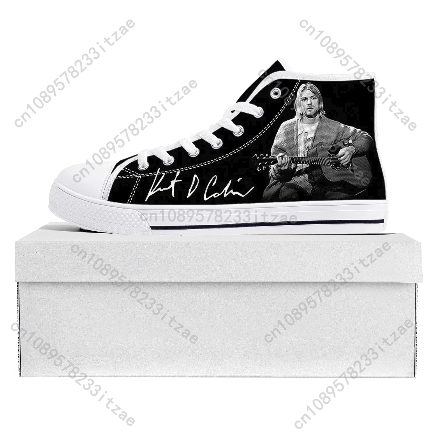 

Kurt Cobain High Top High Quality Sneakers Mens Womens Teenager Canvas Sneaker Casual Custom Made Shoes Customize Shoe Black