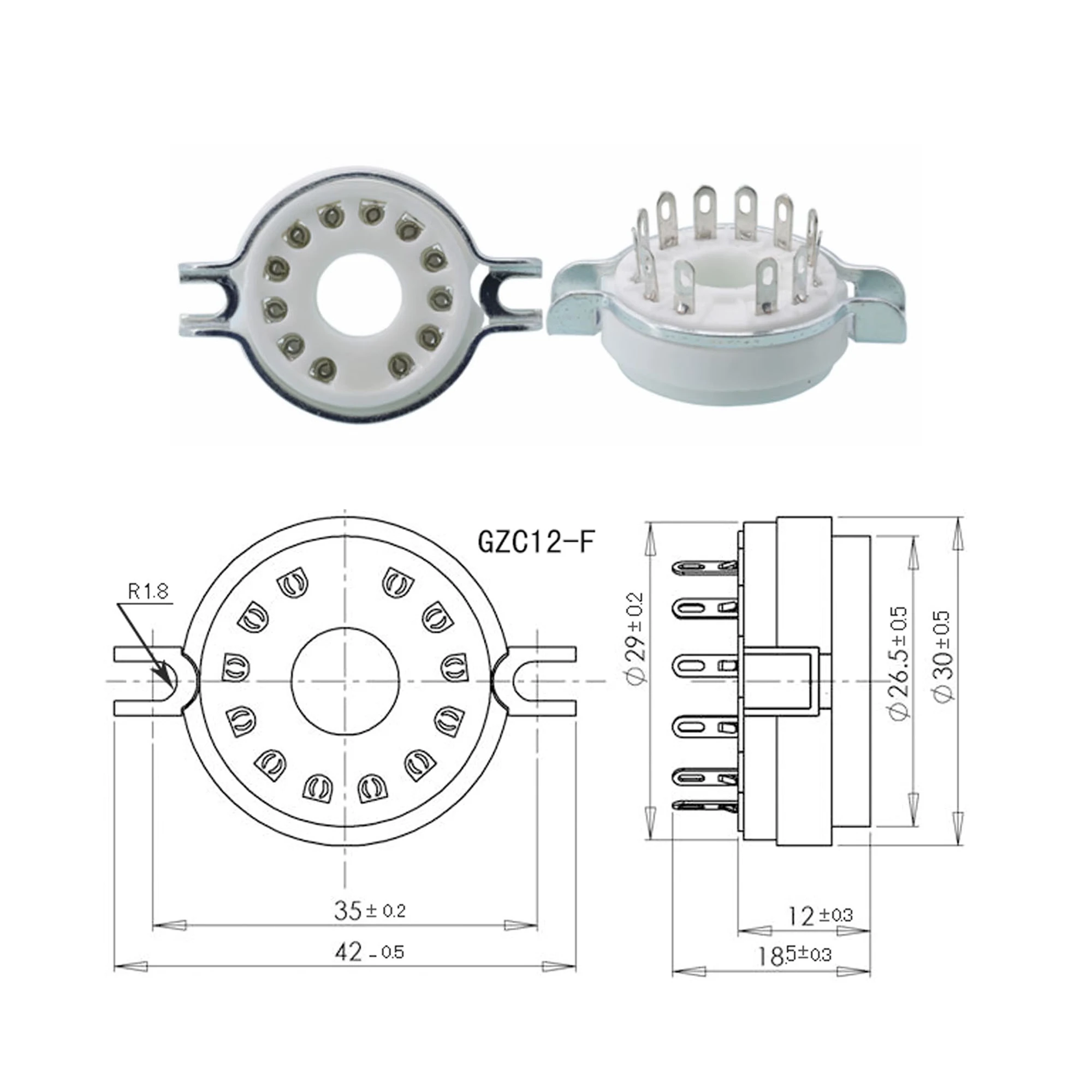 10PCS 12pin Ceramic Tube Socket Valve Base for 9MN8 8AC9 50CA10 Vintage Audio Amplifier DIY Kits Chassis Mount PCB