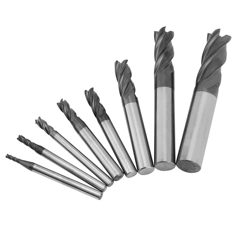 TOP 24Pcs 2-12Mm Carbide End Mill 4 Flutes End Mill Set Milling Cutter Tool Kit CNC Carbide Milling Cutter Spiral Bits