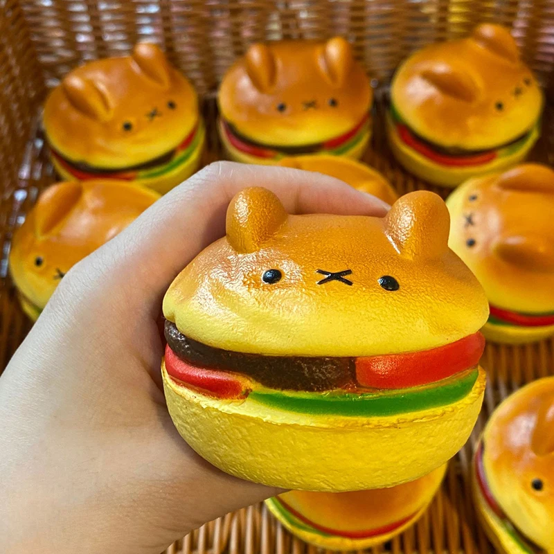 

Cartoon Kawaii Simulation Bear Beef Cheeseburger PU Slow Rebound Toys Creative Ins Tasty Food Puffs Pinch Music Fidget Toy