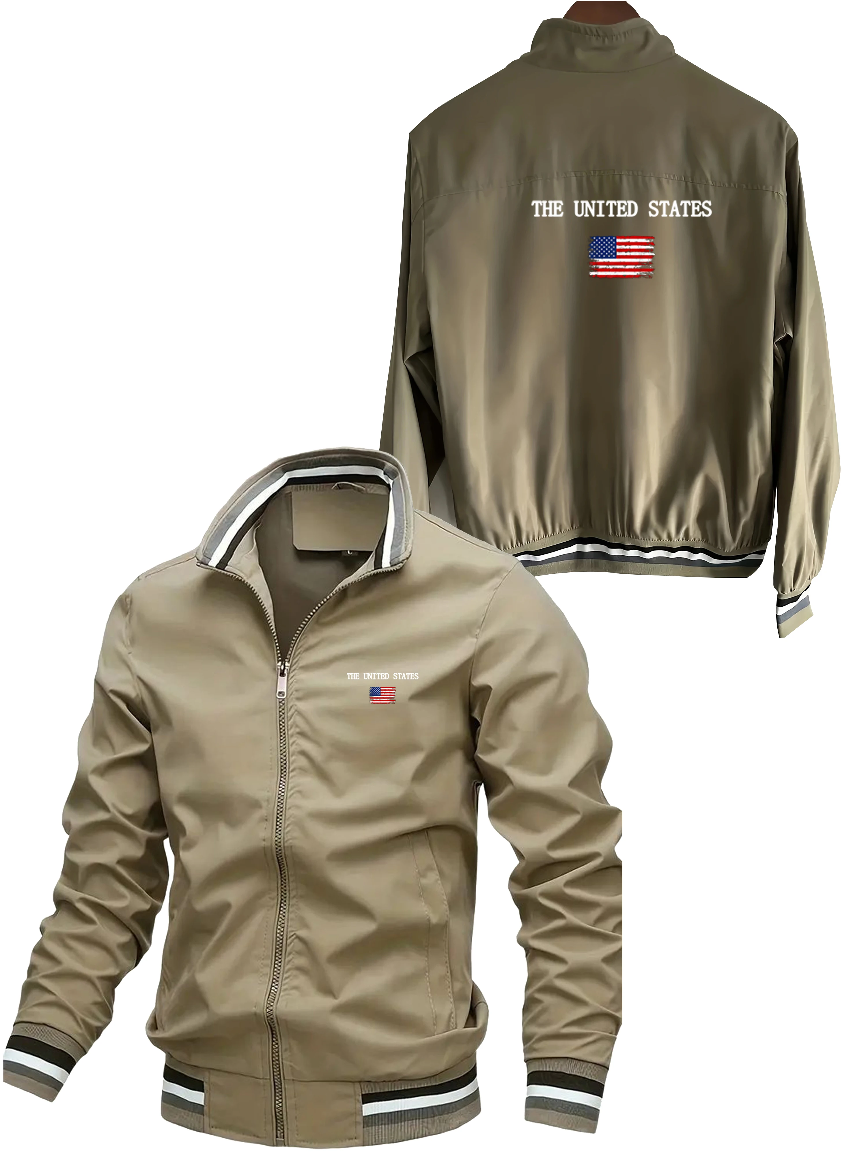 سترة رجالية كاجوال وعصرية مطبوعة بسحاب فضفاض، مناسبة للرياضات اليومية والاستخدام الخارجي في الربيع والخريف #3