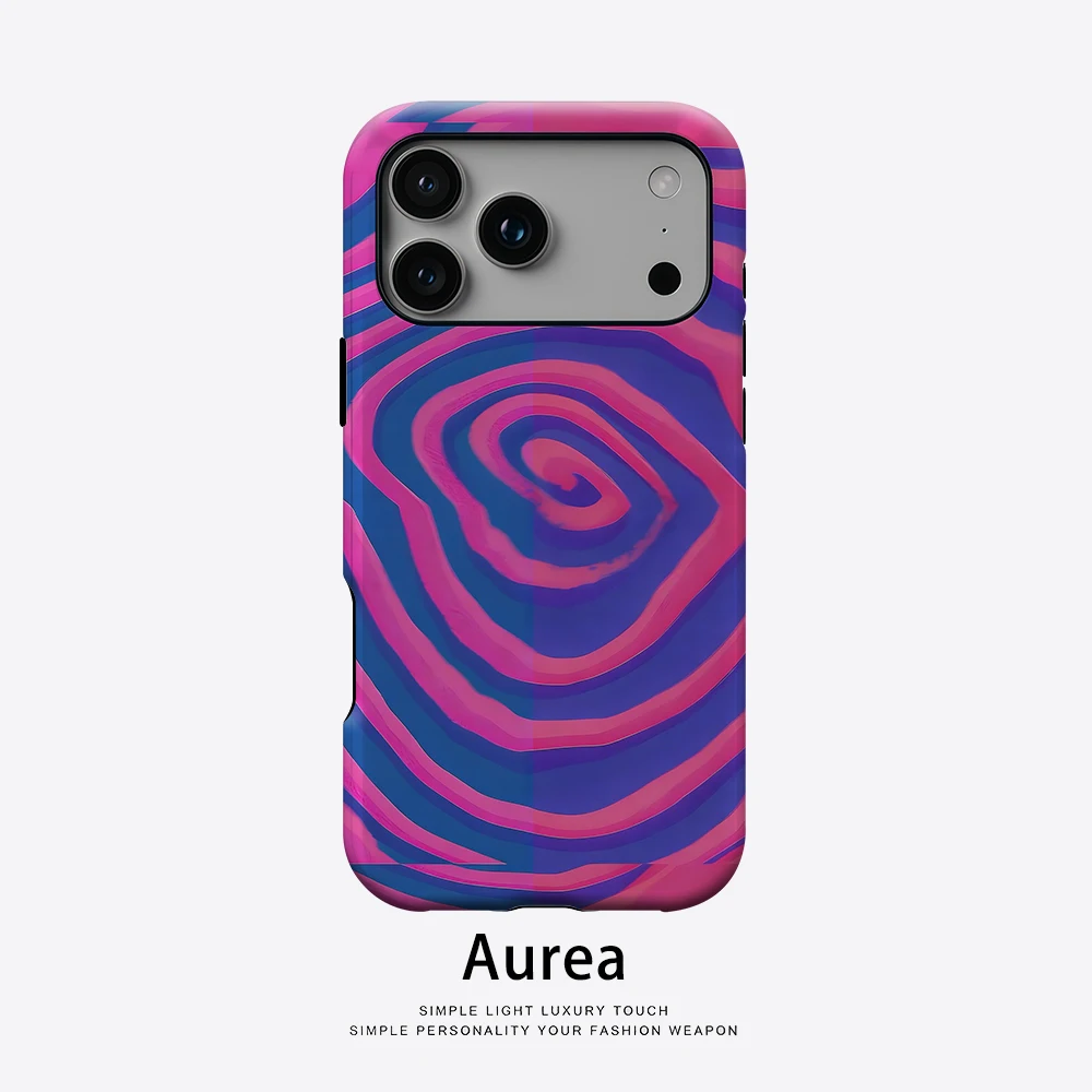 Aurea Case Matte Bumper für MagSafe Hülle für iPhone 17 16 15 14 Plus 13 Pro Max Stoßfeste Harte PC Pink Blau Wirbel-Abdeckung