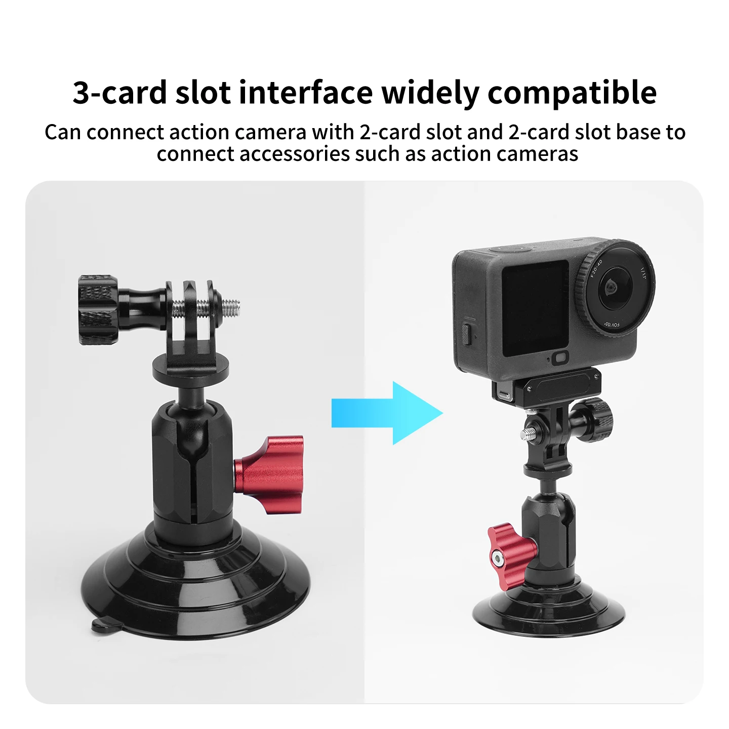 Saugnapf-Autohalterung für Insta360 X4 X3 X2 Windschutzscheiben-Schnellverschlusshalter für Pocket 3 4 GoPro 13 12 11 10 9 8 Action 4 3 – Detail 3