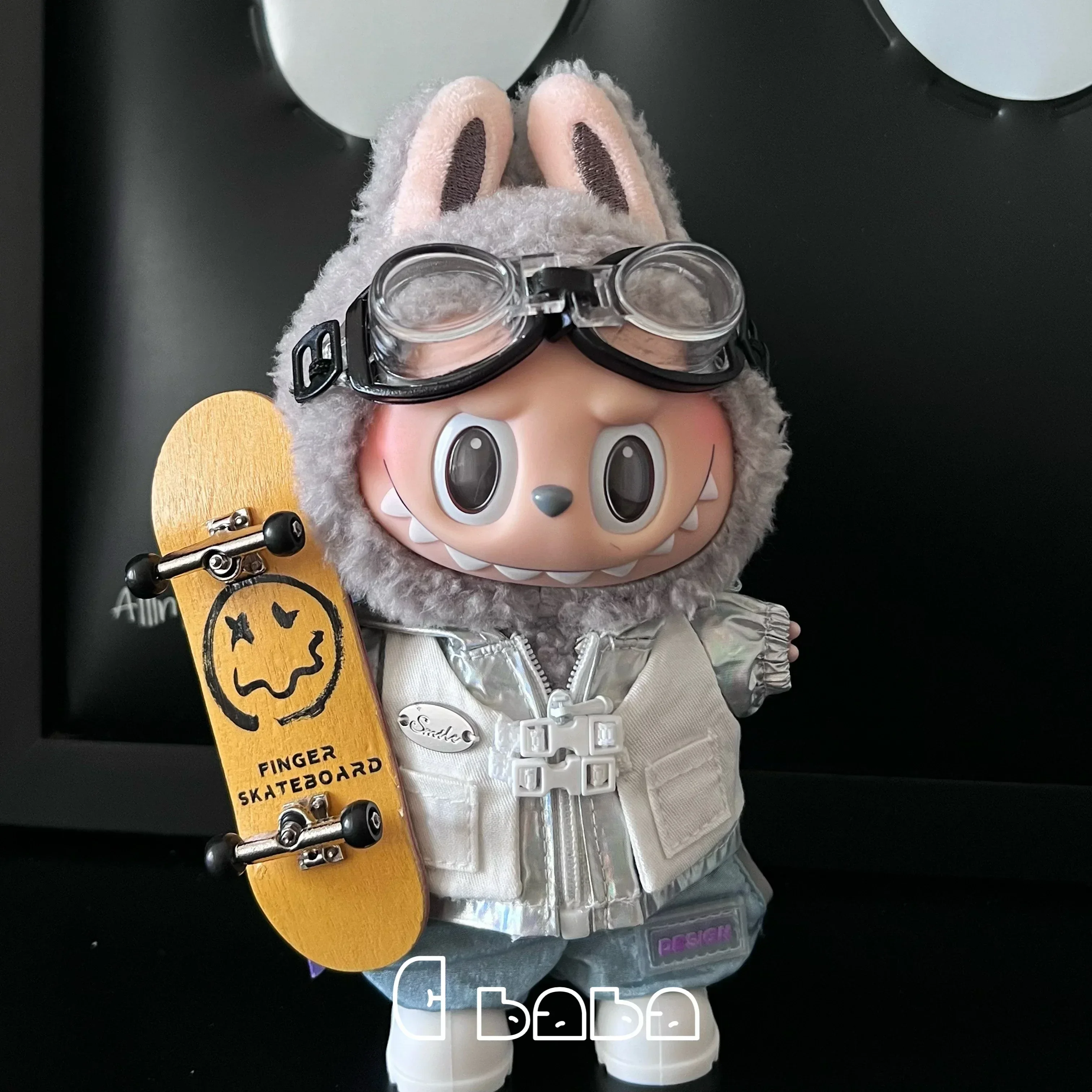 

2025 for Labubu Clothes Doll Hip Hop 17CM V1 V2 V3 Doll Clothing Accessories Doll Clothes with Skateboard Doll Decoration Set