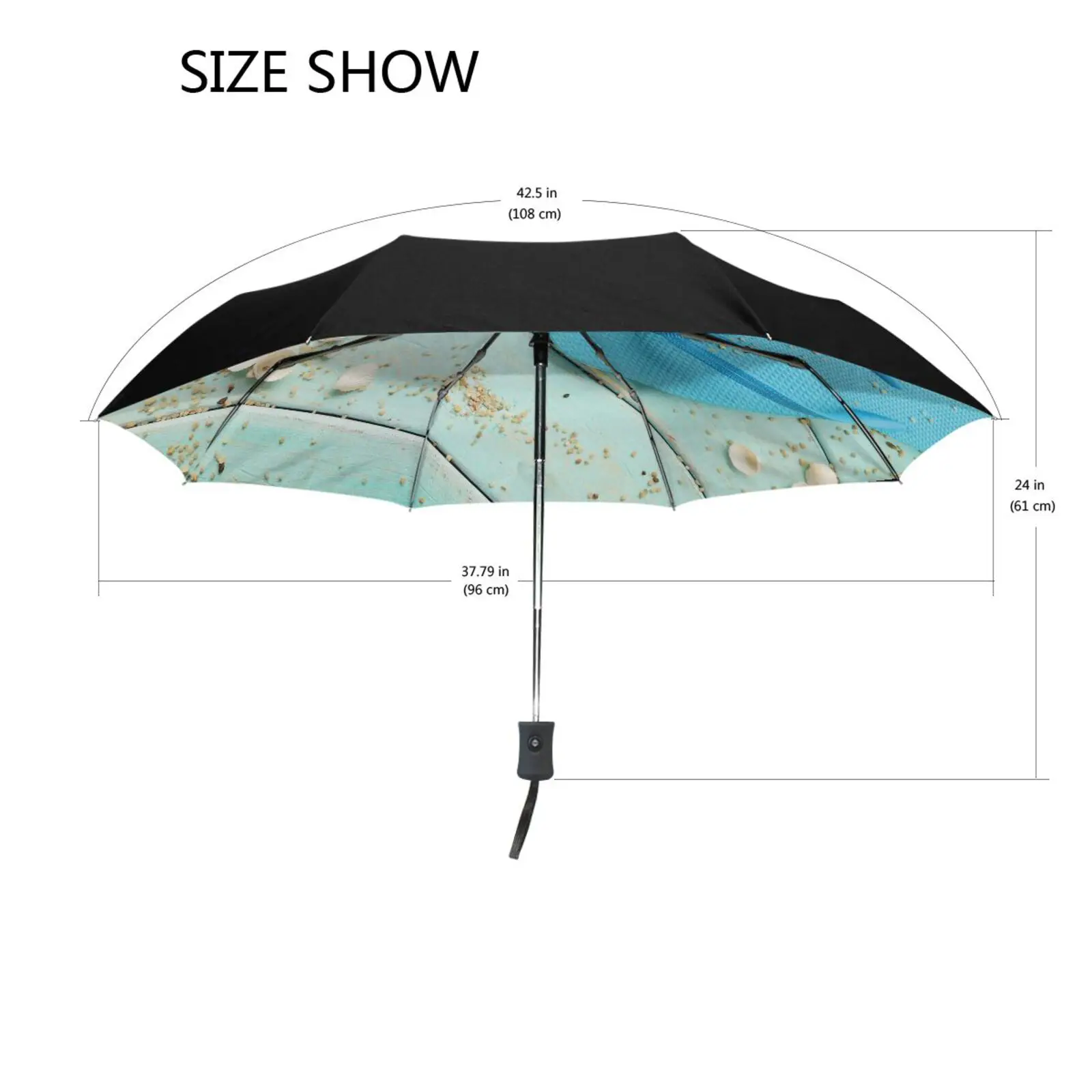 New Automatic Umbrella High Quality Beach shell print Woman 3 Folding Parasol Fashion Lady Portable Girl Friend Gift For Wife