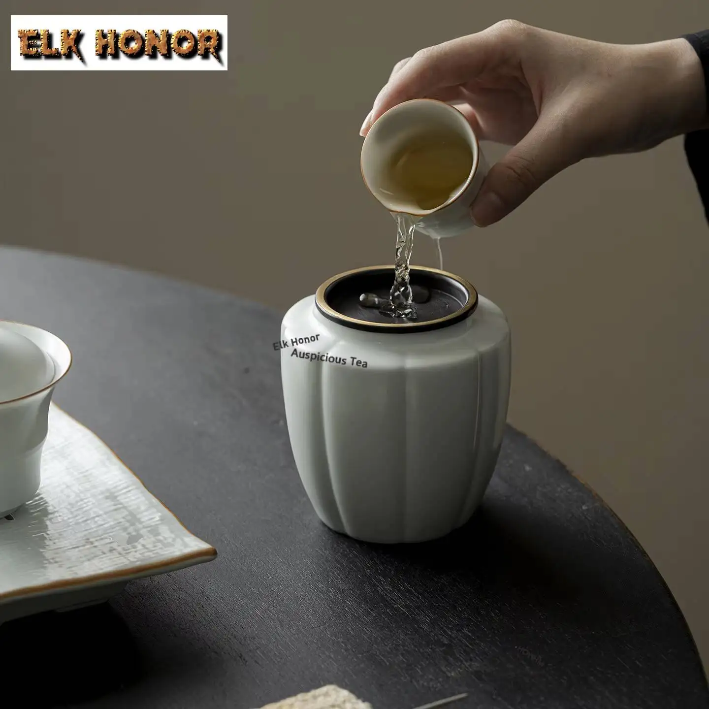 ZAEYORIA Misty Blue Porcelain Melon Jianshui Tea Cup Wash Tea Garbage Can Water Washing Slag Tank Household Chaxi Collection