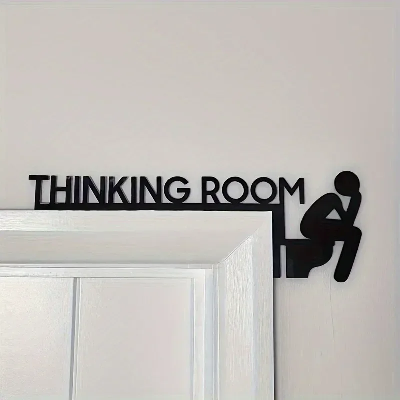 New Modern Toilet Door Sign - Thinking Room Wall Mount Sculpture, Home Decor Artwork, Decorative Door Frame Pendant