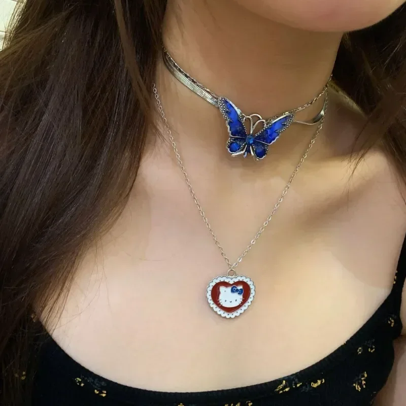 

Girly Heart Kawaii MINISO Ins Fashion Necklace Decoration Cute Cartoon Sweet Diamond Collarbone Chain Pendant Gifts for Girls