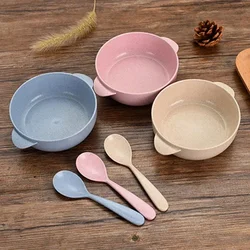 Baby Feeding Tableware Set Eco-Friendly Toddle Baby Plate Dish Children Dishes Dinnerware Kids Anti-hot Training Bowl+Spoon