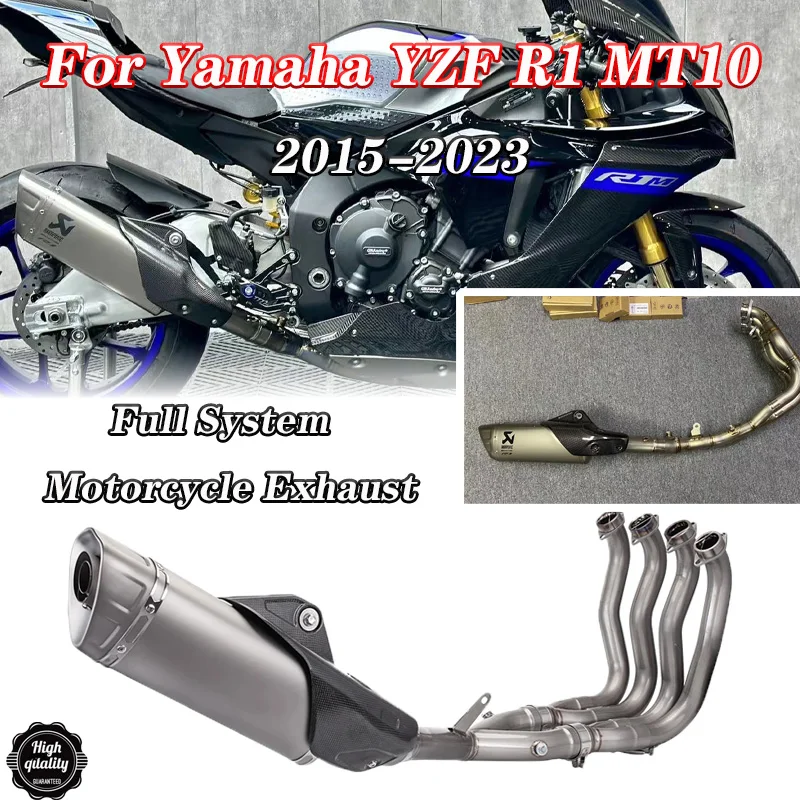 Slip On For Yamaha YZF R1 R1M MT10 2015-2023 Full Motorcycle Exhaust Escape Systems Pipe Connection 60mm  Akrapovic Muffler