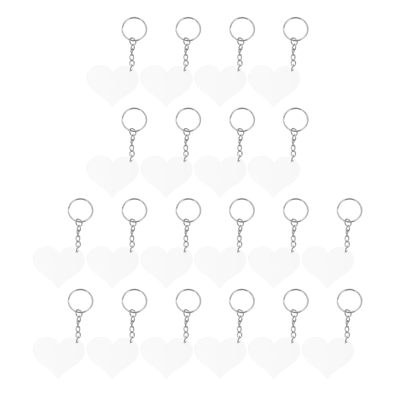 

30pcs Heart Shaped Keychains Acrylic Tags Pendant Charm Key Ring Diy Craft Supplies Clear Blank Heart Keychain Accessories