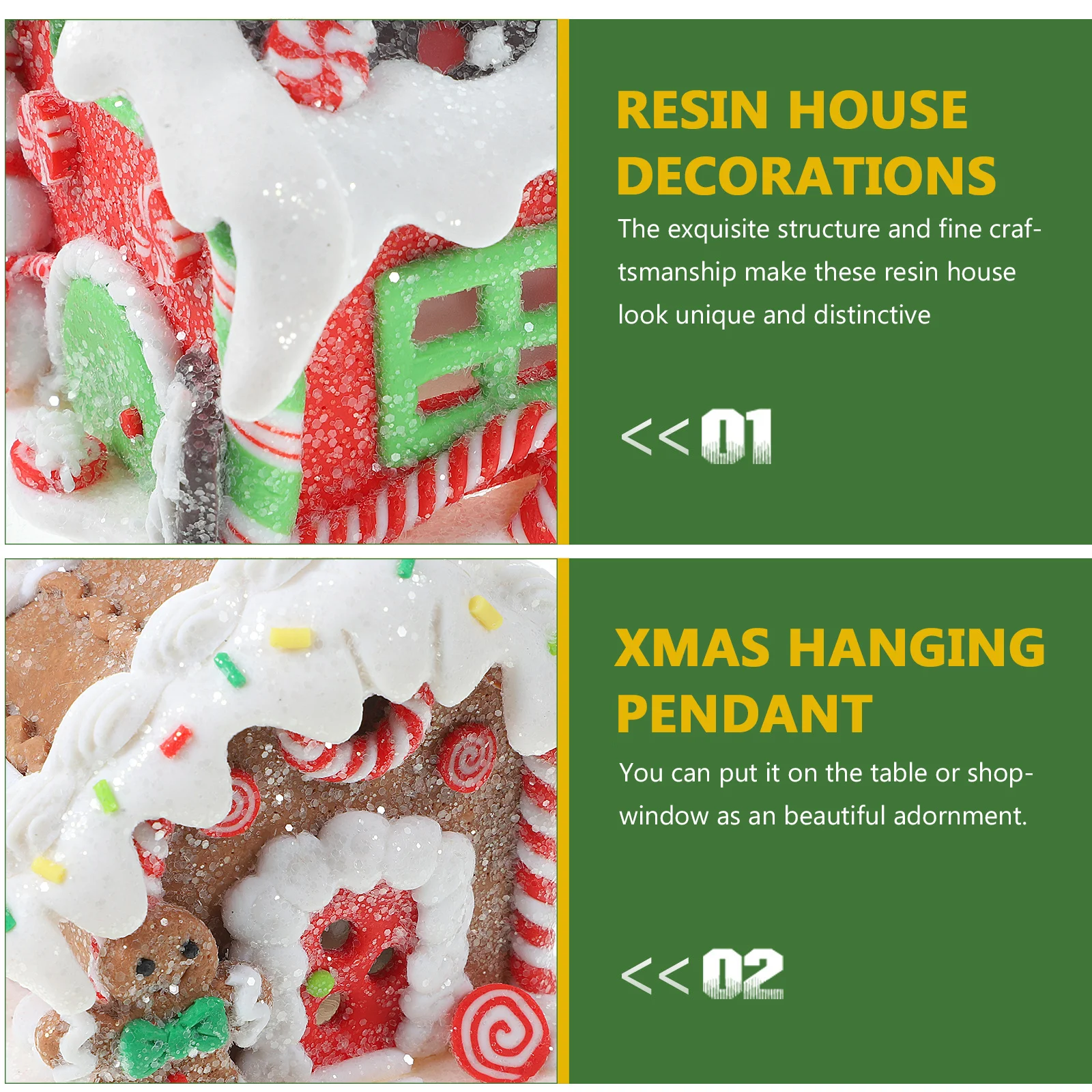 

3Pcs Resin Glowing Cabins Luminous Props for Xmas Tree Hanging Pendant Night Light Decor Festive Resin Ornaments Window