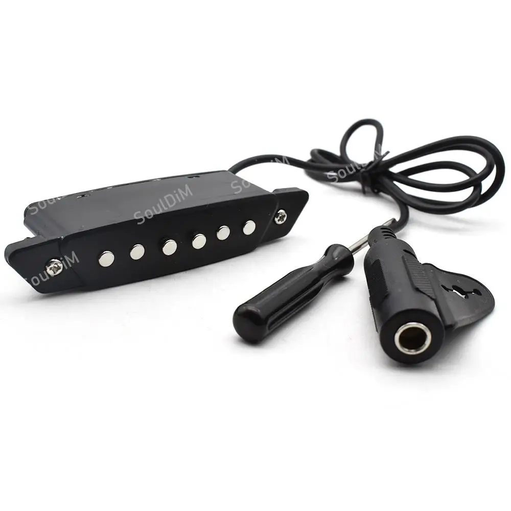 10set SH-85 Black 6 Hole Soundhole Pickup with Active Power Strap End-Pin Jack for Acoustic Guitar