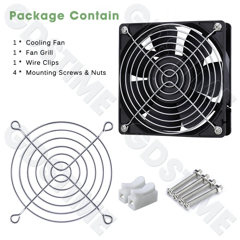 GDSTIME EC Axial Fan 60mm 80mm 90mm 120mm Dual Ball Brushless PC Cooler AC 110V 120V 220V 230V 240V 12025 8025 Computer Case Fan