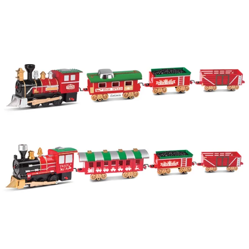 Christmas Electric Train Toy Rail Car Mini Train Track Frame With Sound Light Christmas Tree Decors Kid Toy New Year Xmas Gift