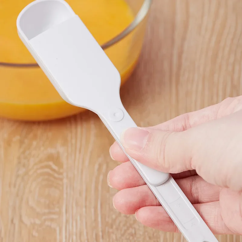 Measuring Spoon Quantitative Multi Gear Adjustable Sliding Cover Metering Spoon Kitchen Gadget Baking Cooking Accessories Tools