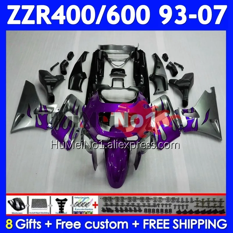 ZZR-400 For KAWASAKI NINJA ZZR 400 1993 1994 1995 1996 1997 1998 238No.114 ZZR400 99 00 01 02 Purple hot 03 04 05 06 07 Fairing