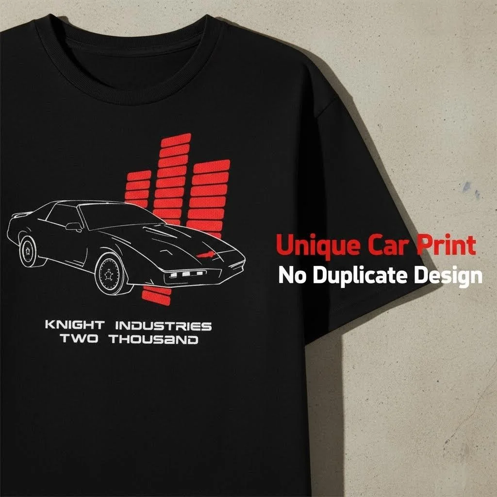 Knight Rider KITT Knight Industries Two Thousand Graphic Tee 80s TV Show Car Casual Short Sleeve T-Shirt for Retro Fans - view 4