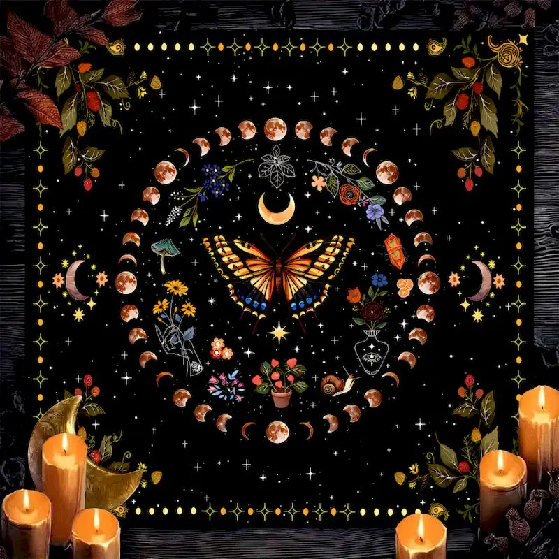 VIKAMA Blue Astrology Zodiac Wheel Tarot Cloth, 6 Designs, Divination Mat for Tarot Reading Witchcraft
